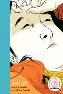 The cover of Mariko Tamaki's graphic novel Skim, featuring the title character's face in close up